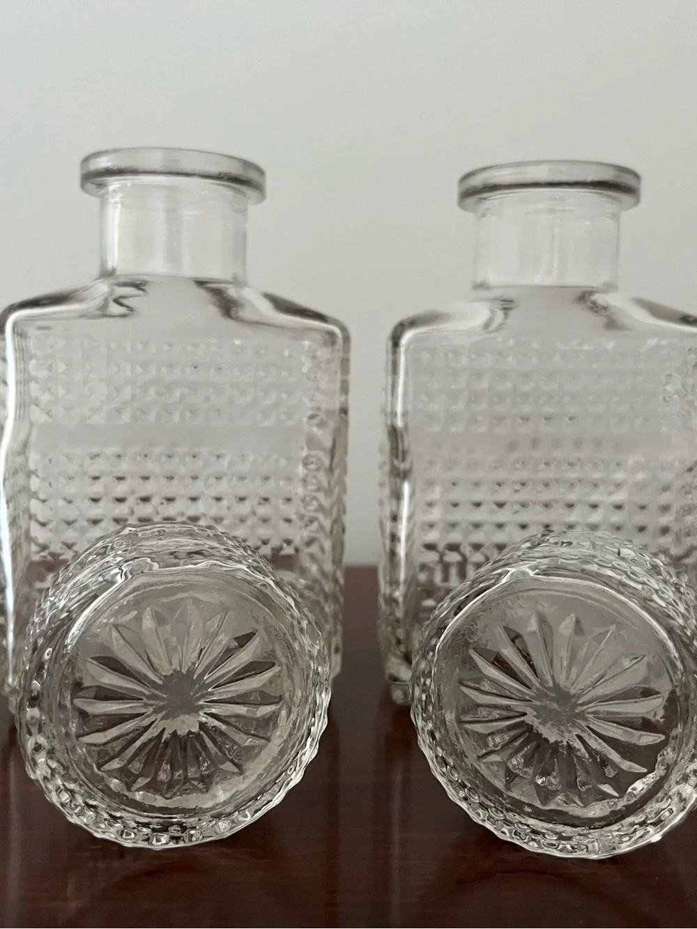 Vintage Clear Textured Glass Decanter with Stopper